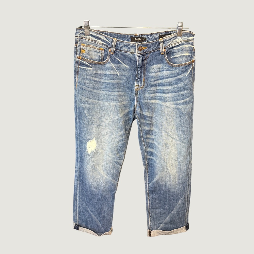 Miss Me Cropped Jeans Womens 29 Blue Medium Wash Distressed JB5201P32